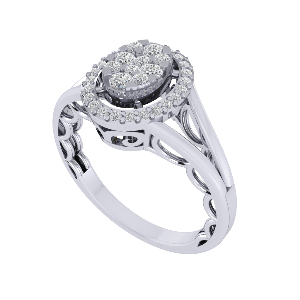 Diamtrendz 925 sterling silver white gold plated cubic zirconia solitaire ring