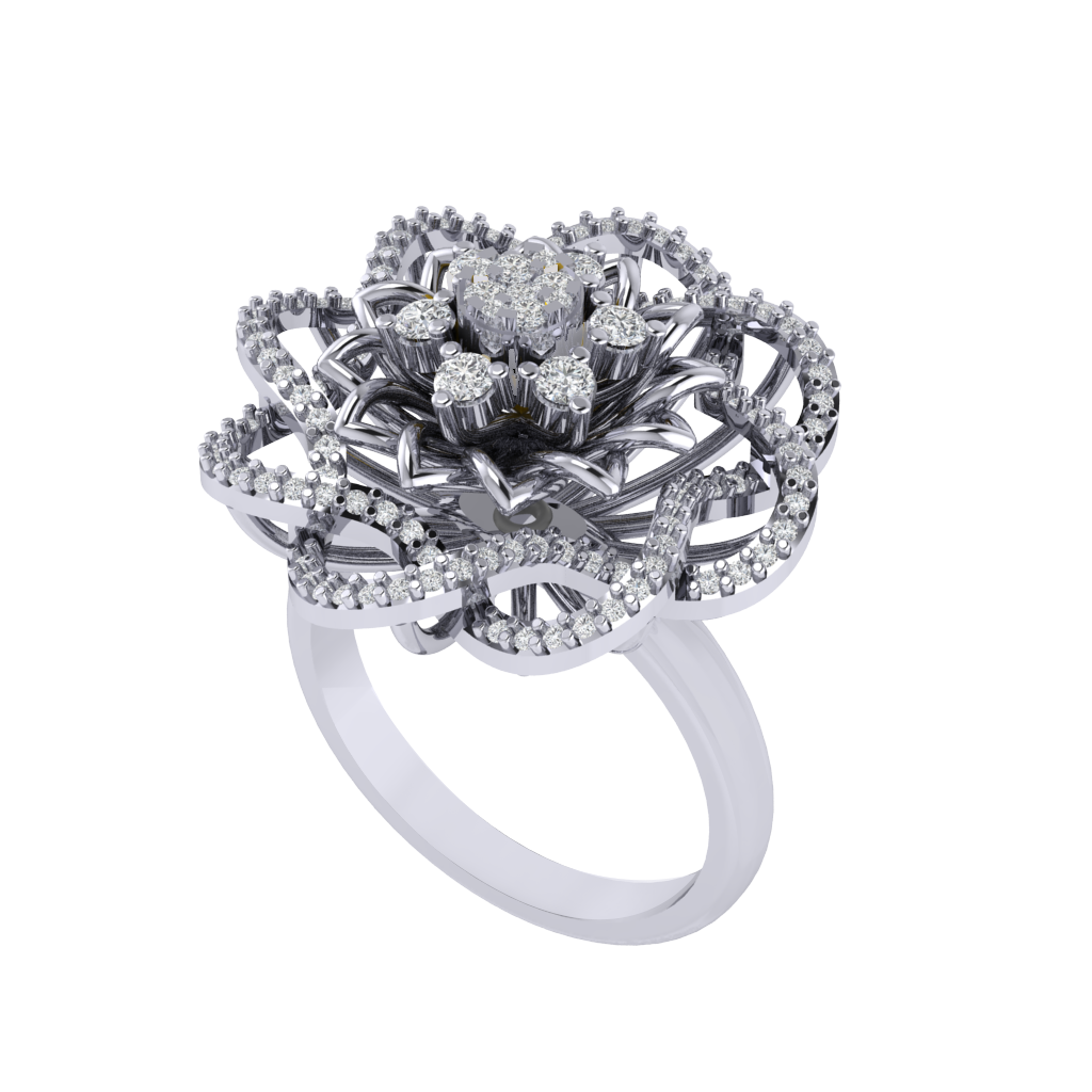 925 Sterling Silver Cubic Zirconia Floral Ring – Diamtrendz.in