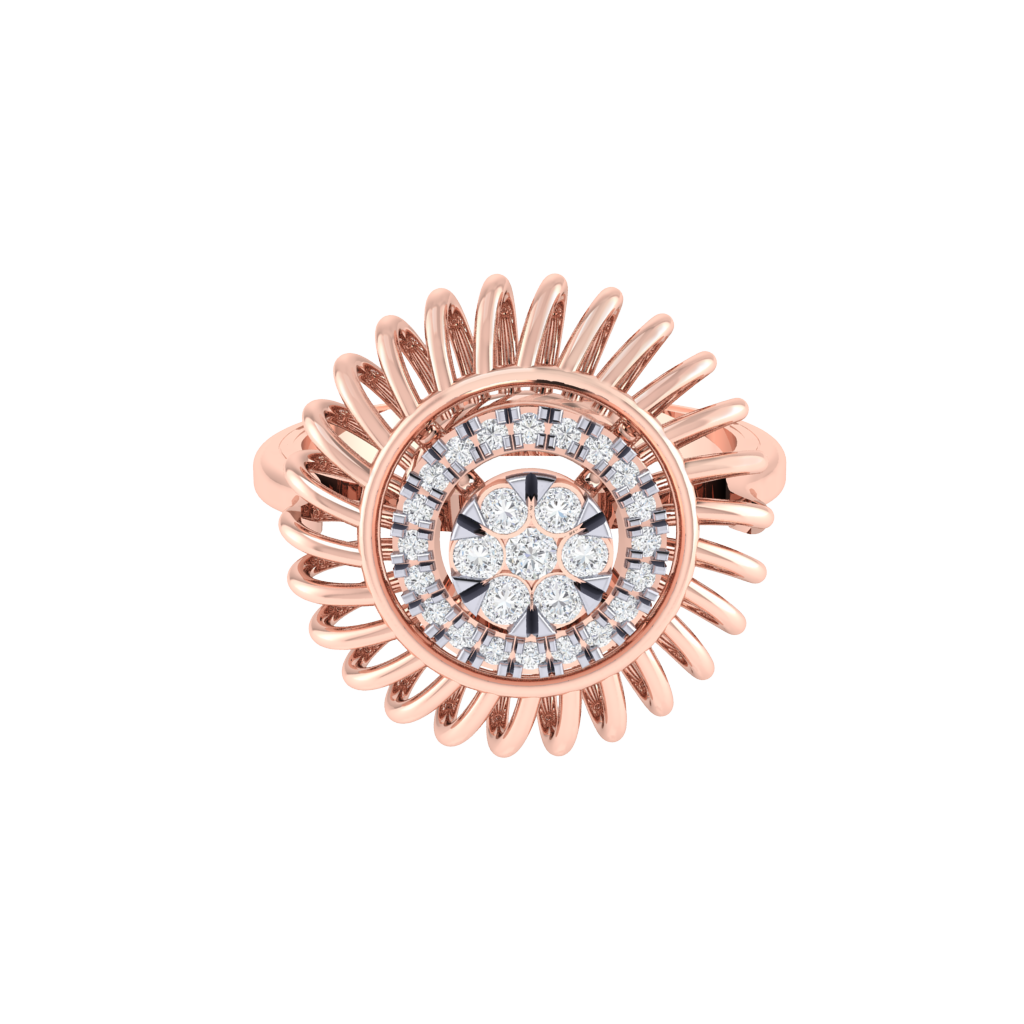 Diamtrendz 925 sterling silver rose gold plated cubic zirconia floral ring