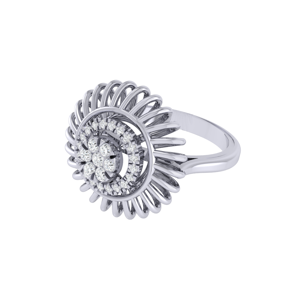 Diamtrendz 925 sterling silver white gold plated cubic zirconia floral ring