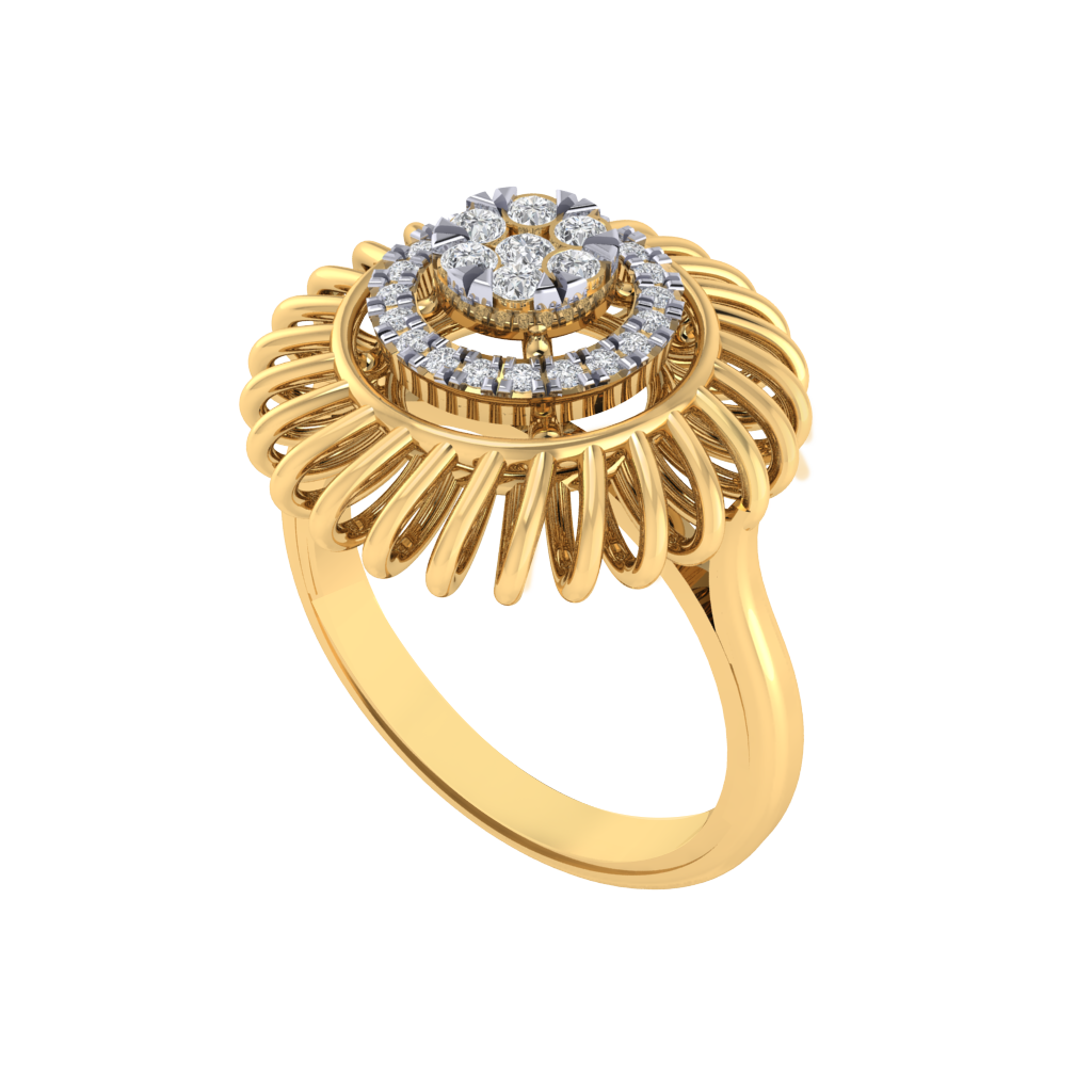 Diamtrendz 925 sterling silver yellow gold plated cubic zirconia floral ring