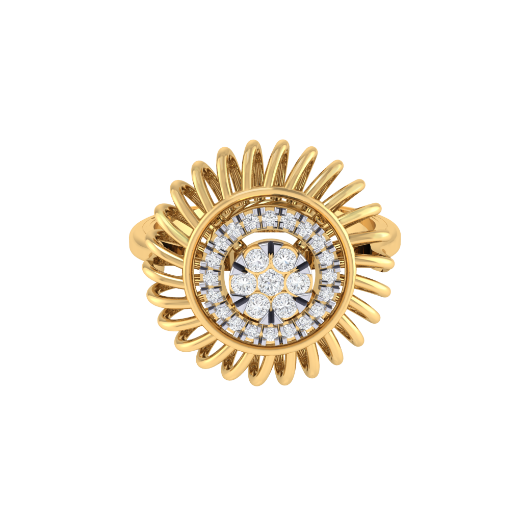 Diamtrendz 925 sterling silver yellow gold plated cubic zirconia floral ring