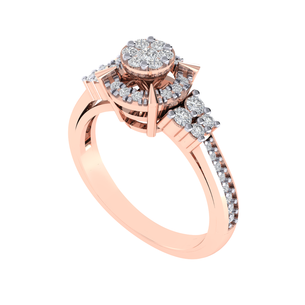 Diamtrendz 925 sterling silver rose gold plated cubic zirconia solitaire ring