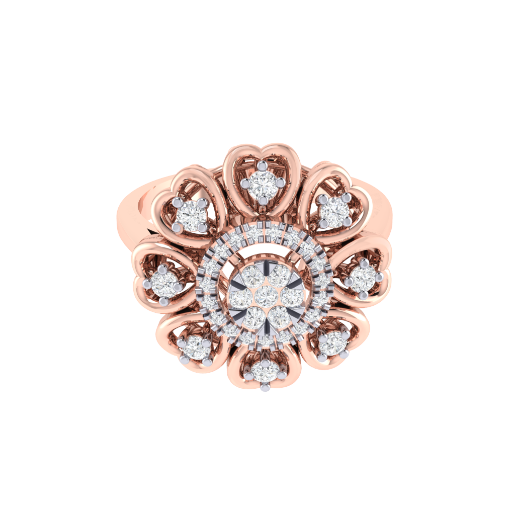 Diamtrendz 925 sterling silver rose gold plated cubic zirconia floral ring