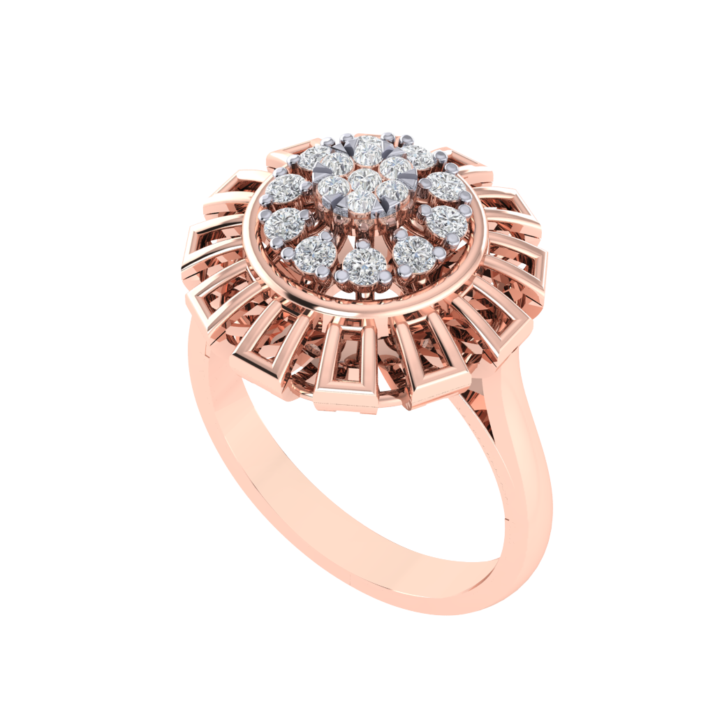 Diamtrendz 925 sterling silver rose gold plated cubic zirconia floral ring