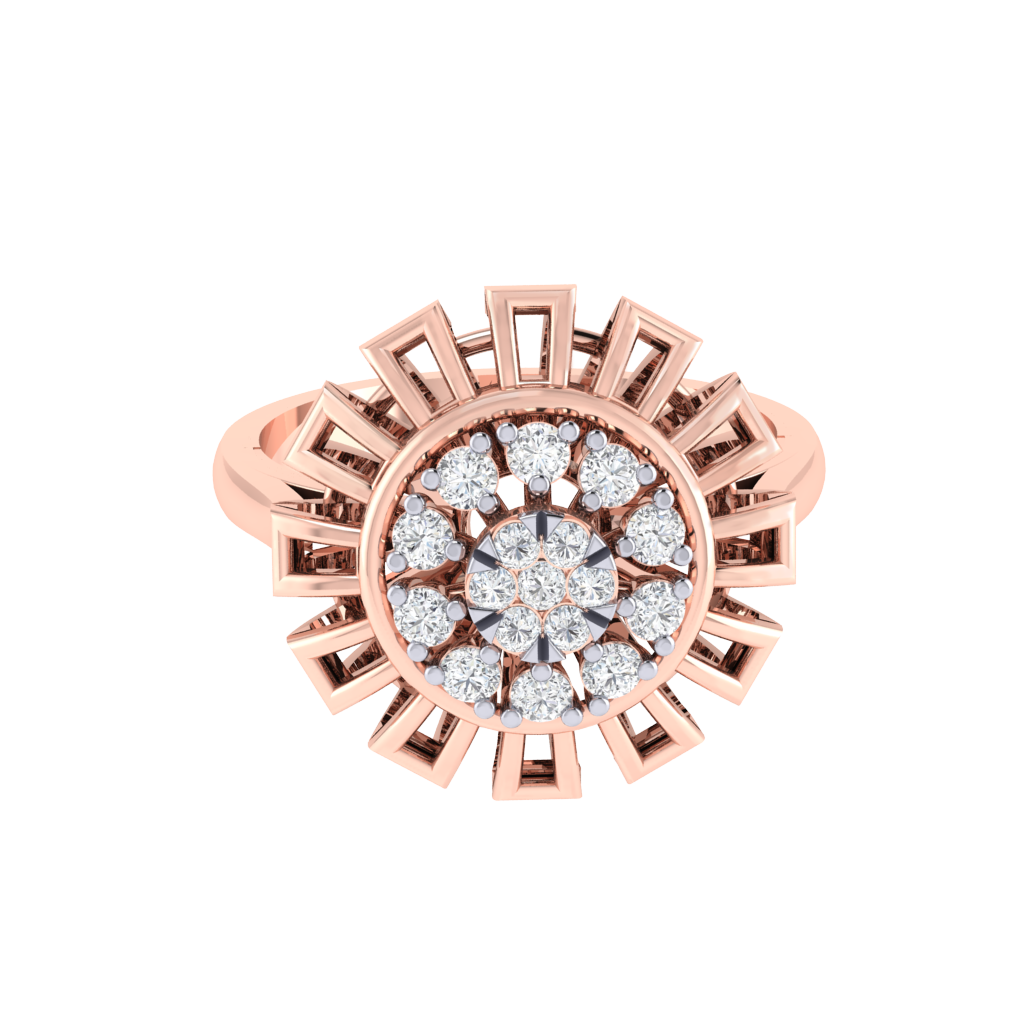 Diamtrendz 925 sterling silver rose gold plated cubic zirconia floral ring