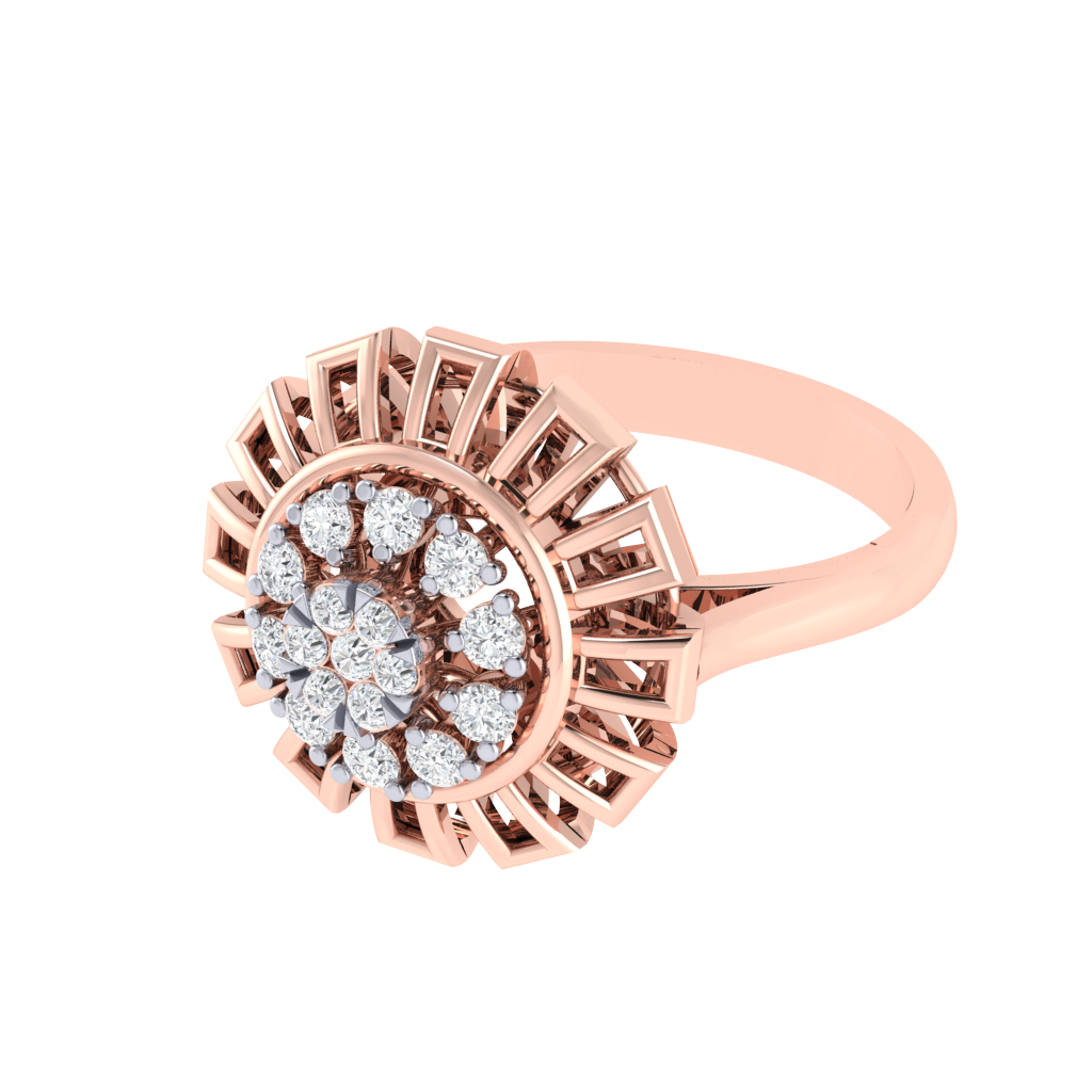 Diamtrendz 925 sterling silver rose gold plated cubic zirconia floral ring