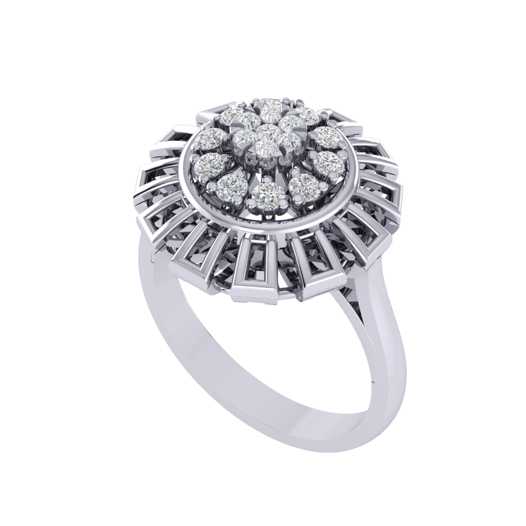 Diamtrendz 925 sterling silver white gold plated cubic zirconia floral ring