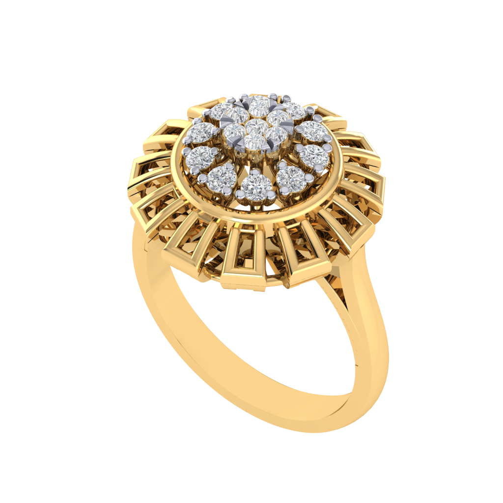 Diamtrendz 925 sterling silver yellow gold plated cubic zirconia floral ring