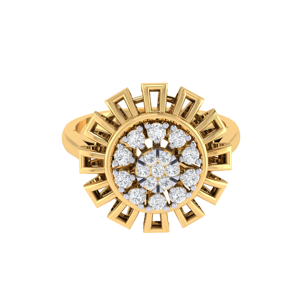 Diamtrendz 925 sterling silver yellow gold plated cubic zirconia floral ring