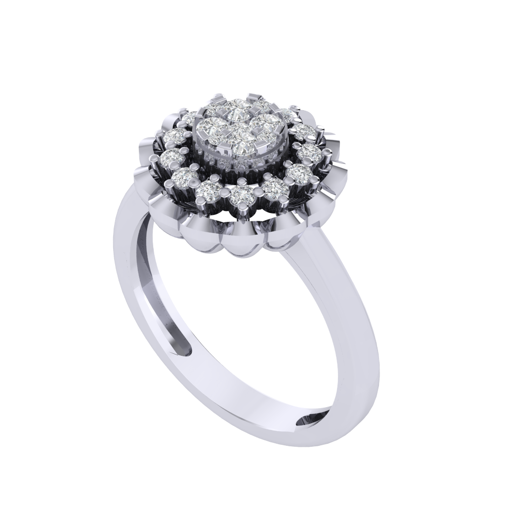 Diamtrendz 925 sterling silver white gold plated cubic zirconia ring