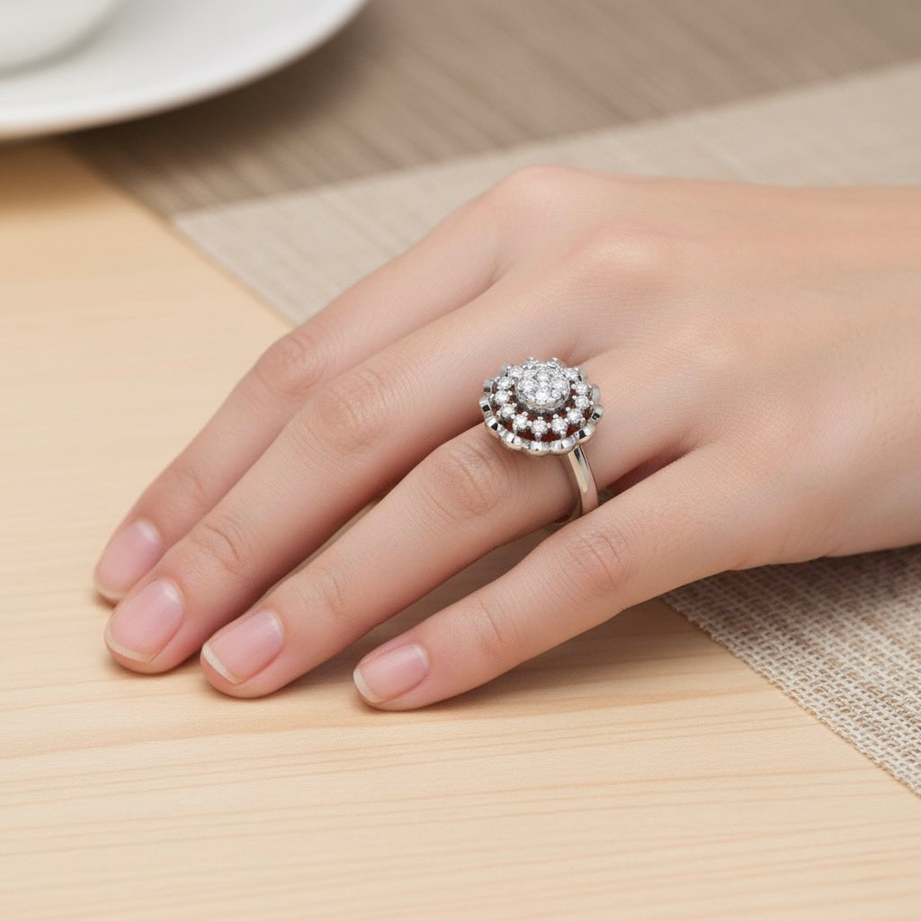 Diamtrendz 925 sterling silver white gold plated cubic zirconia ring