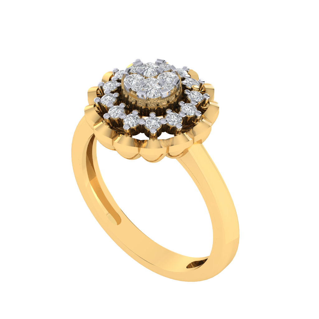 Diamtrendz 925 sterling silver yellow gold plated cubic zirconia ring