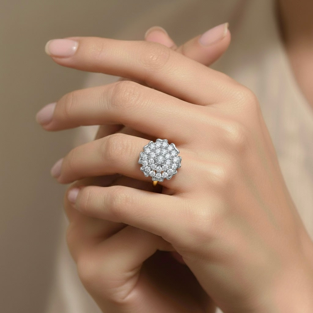 Diamtrendz 925 sterling silver white gold plated cubic zirconia ring