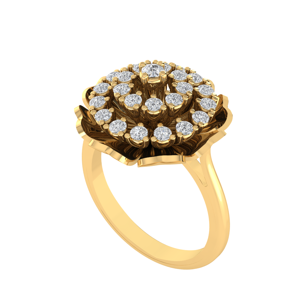 Diamtrendz 925 sterling silver yellow gold plated cubic zirconia ring