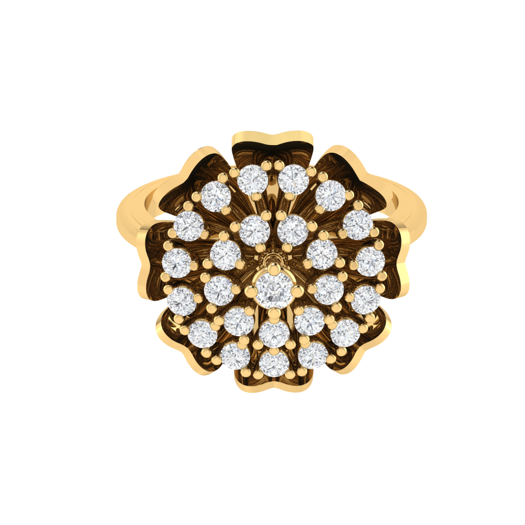 Diamtrendz 925 sterling silver yellow gold plated cubic zirconia ring