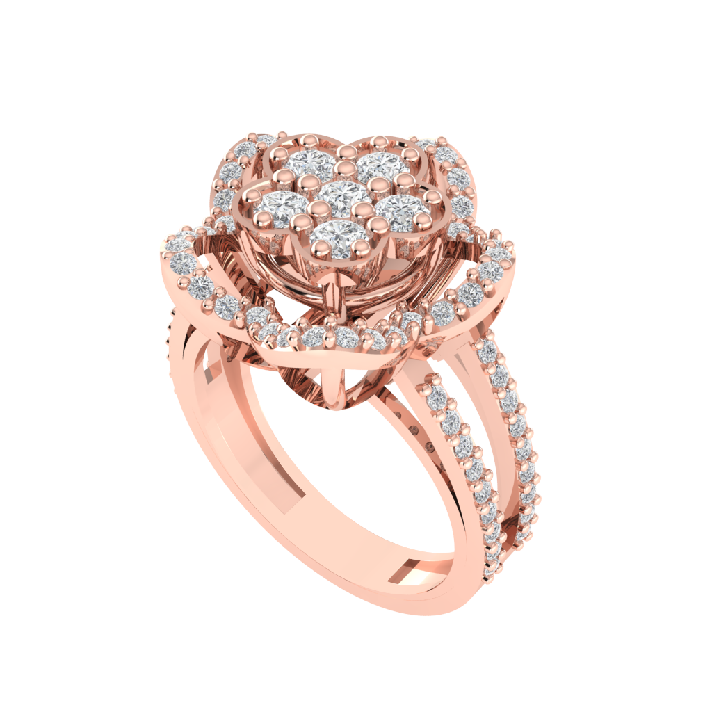 Diamtrendz 925 sterling silver rose gold plated cubic zirconia floral ring