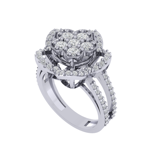 Diamtrendz 925 sterling silver white gold plated cubic zirconia floral ring
