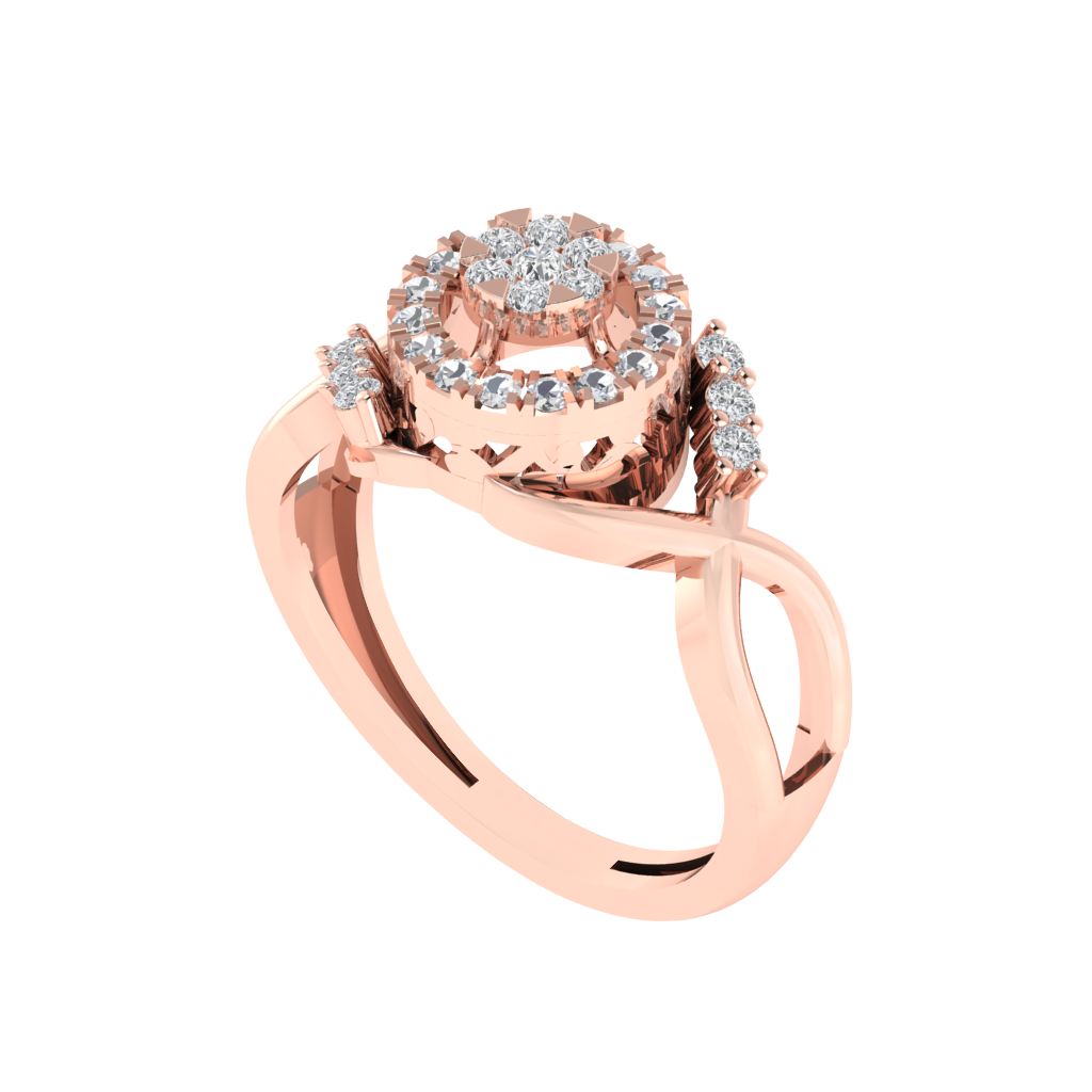 Diamtrendz 925 sterling silver rose gold plated cubic zirconia ring