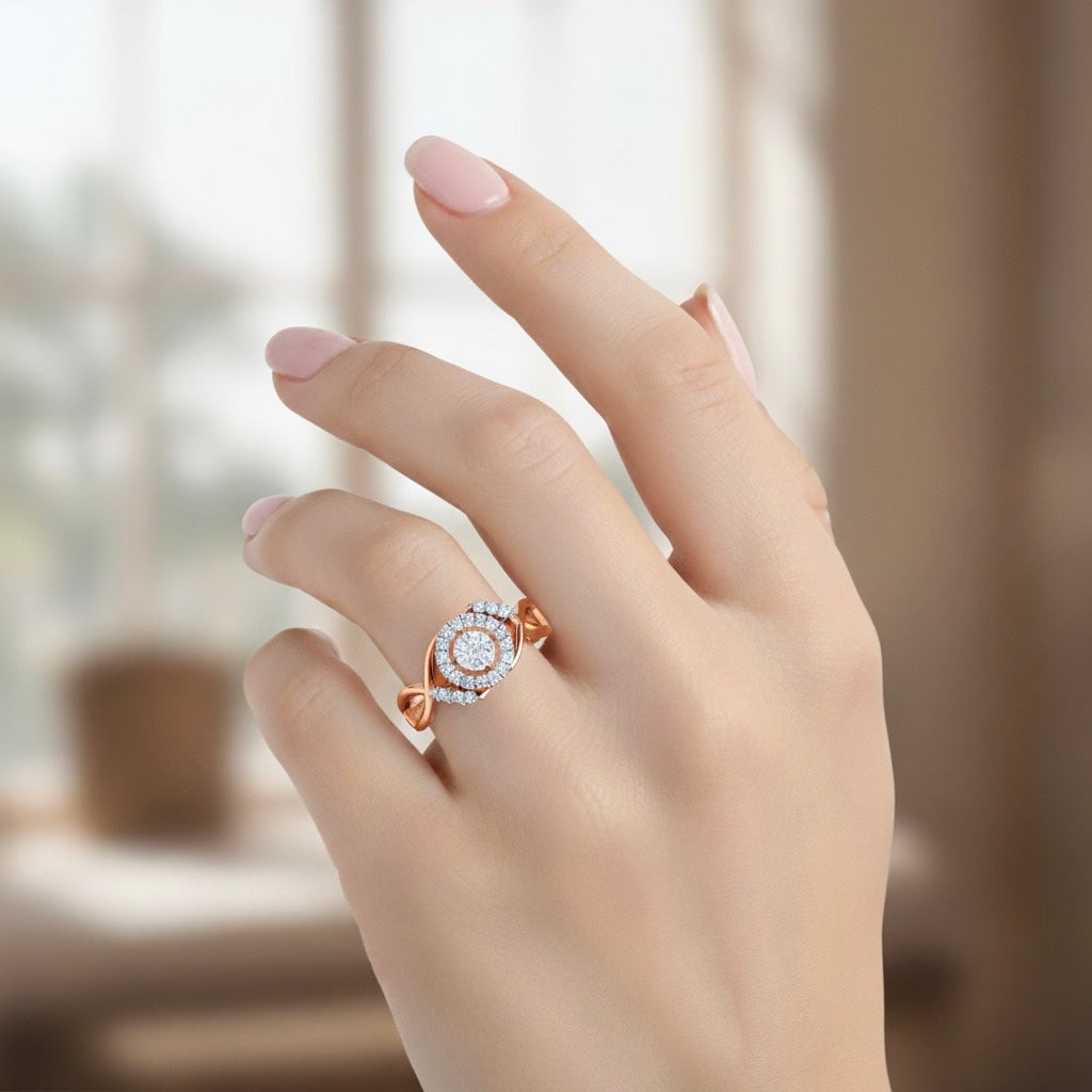 Diamtrendz 925 sterling silver rose gold plated cubic zirconia ring