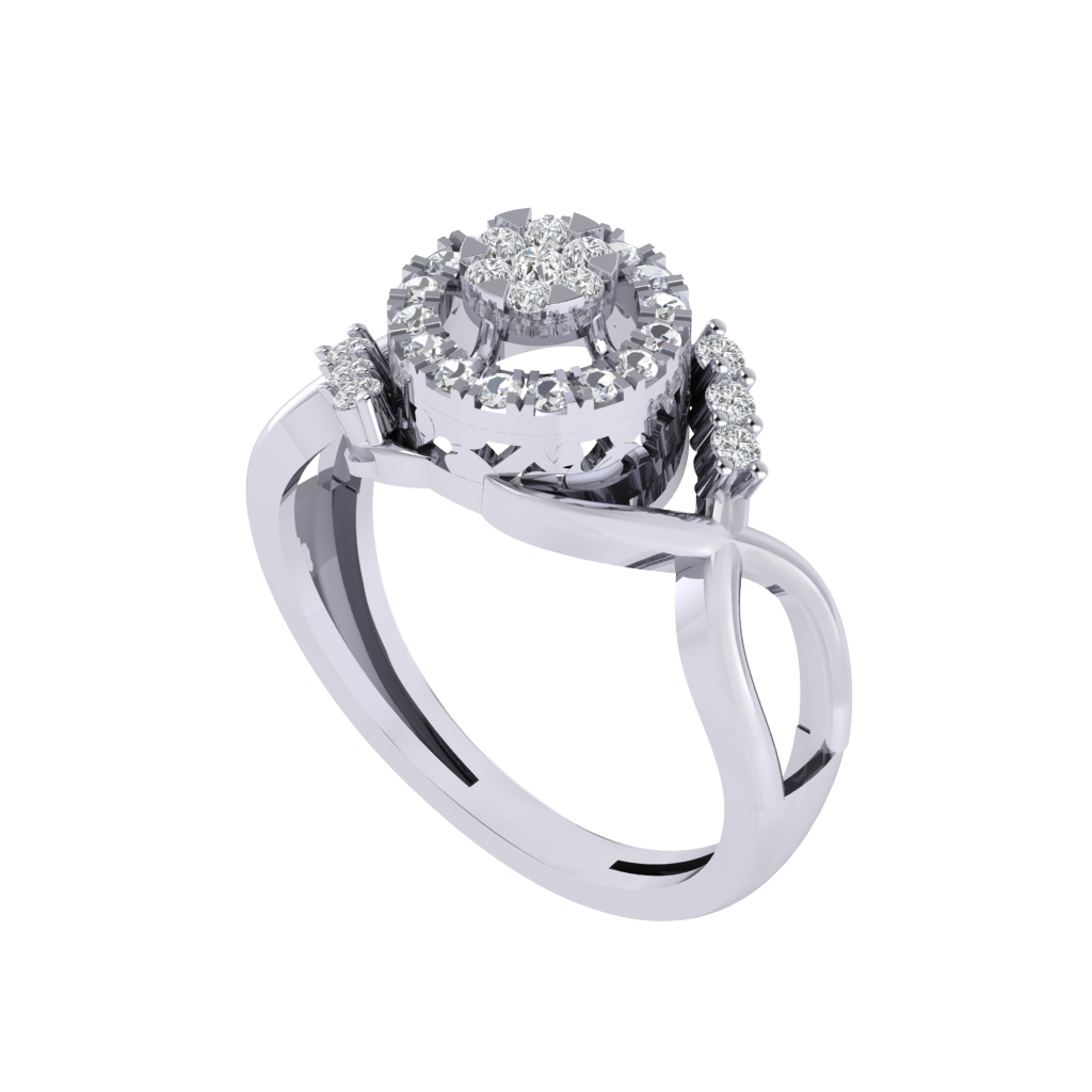 Diamtrendz 925 sterling silver white gold plated cubic zirconia ring
