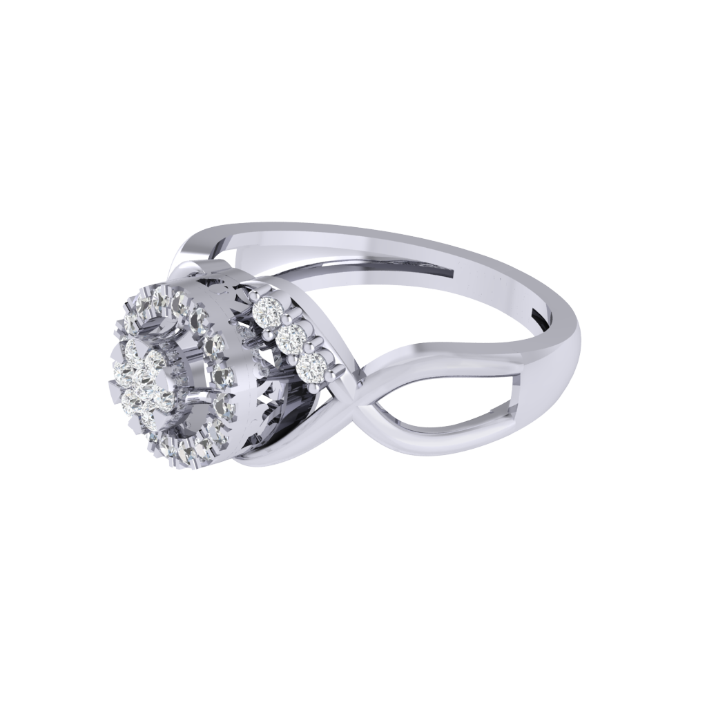 Diamtrendz 925 sterling silver white gold plated cubic zirconia ring