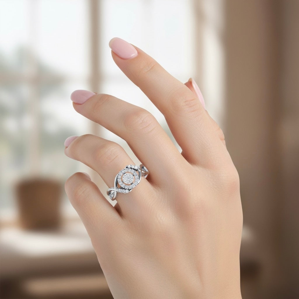 Diamtrendz 925 sterling silver white gold plated cubic zirconia ring
