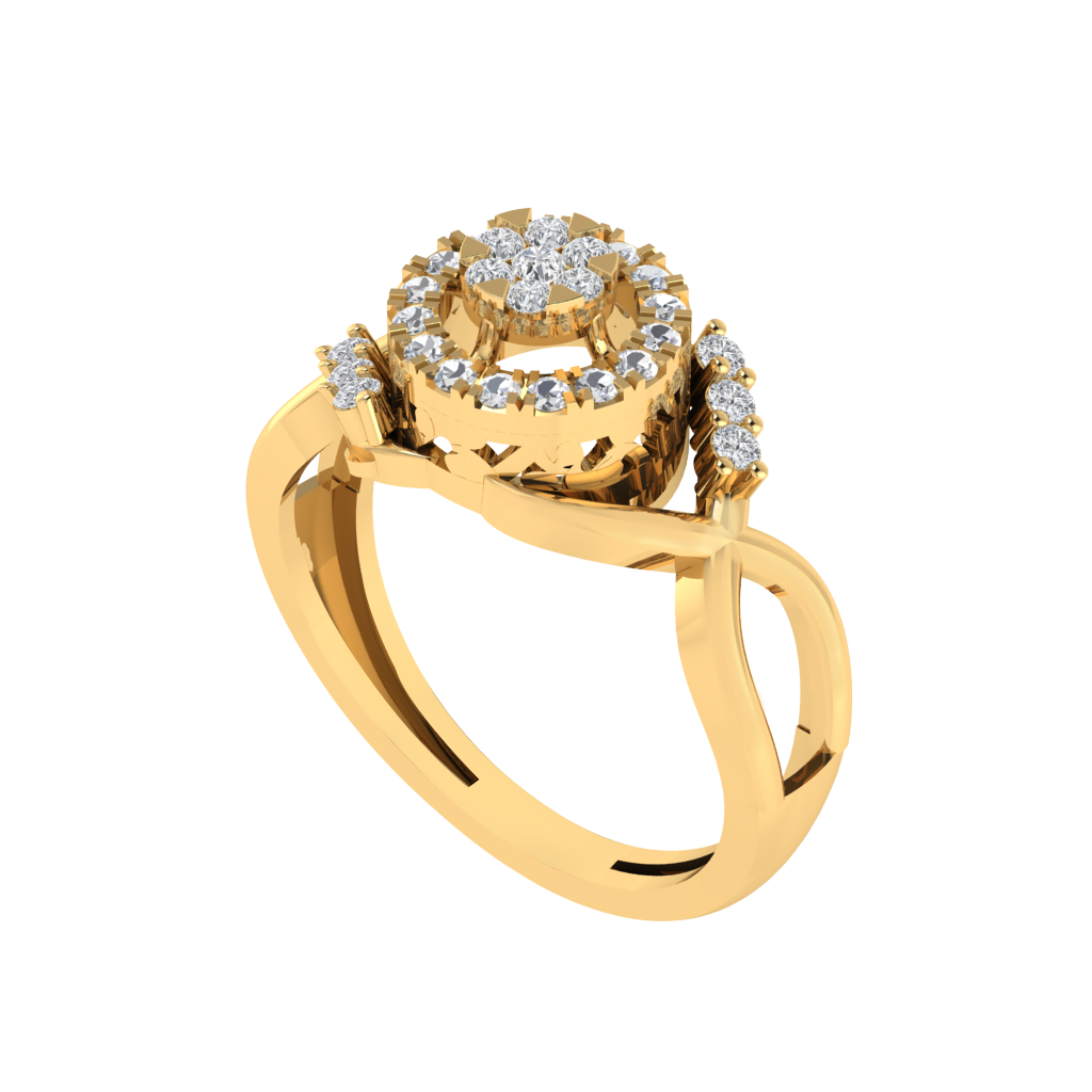 Diamtrendz 925 sterling silver yellow gold plated cubic zirconia ring