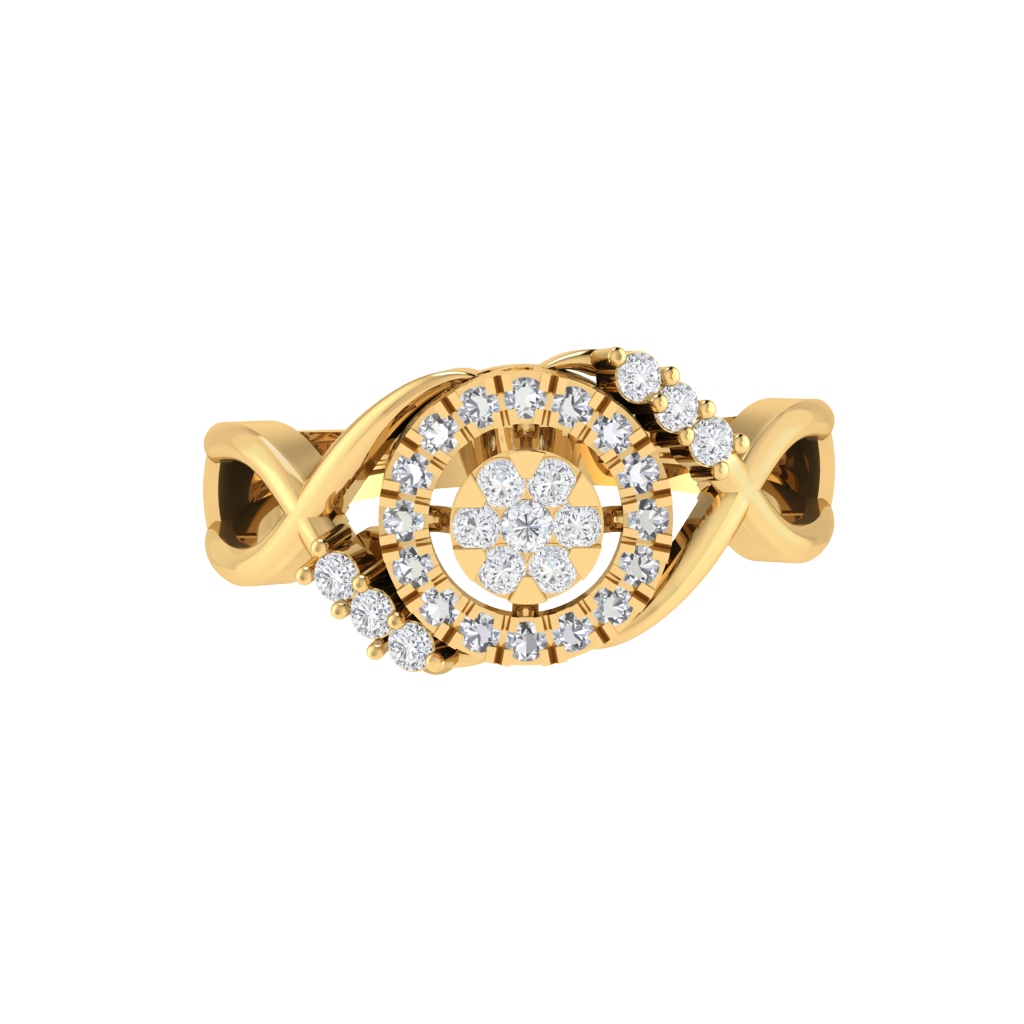 Diamtrendz 925 sterling silver yellow gold plated cubic zirconia ring