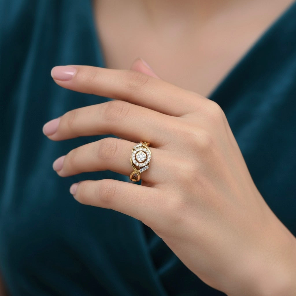 Diamtrendz 925 sterling silver yellow gold plated cubic zirconia ring