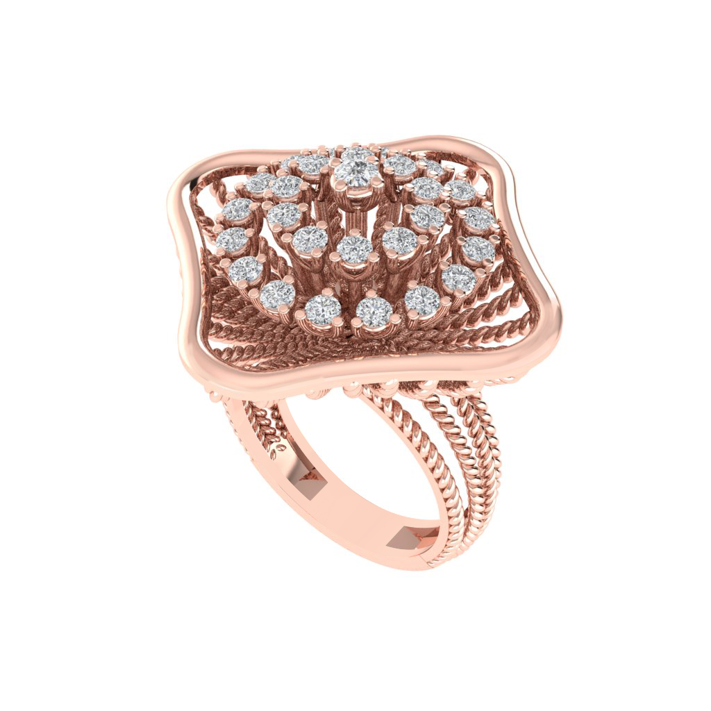 Diamtrendz 925 sterling silver rose gold plated cubic zirconia ring