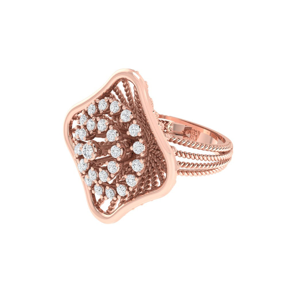 Diamtrendz 925 sterling silver rose gold plated cubic zirconia ring