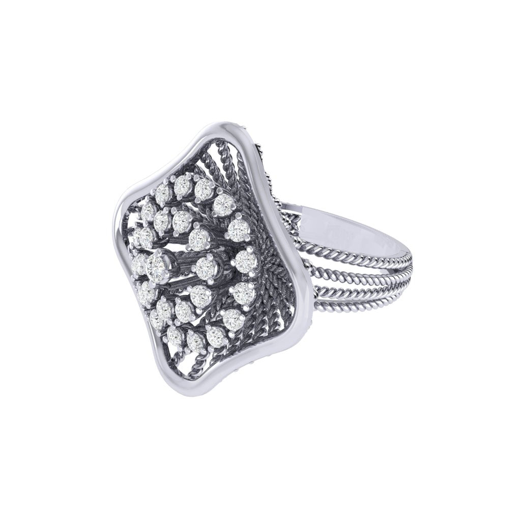 Diamtrendz 925 sterling silver white gold plated cubic zirconia ring