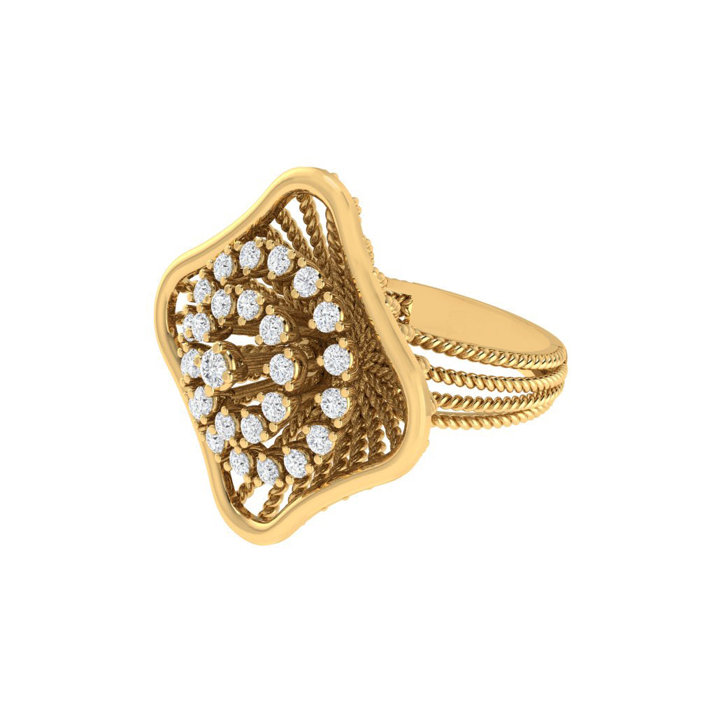 Diamtrendz 925 sterling silver yellow gold plated cubic zirconia ring