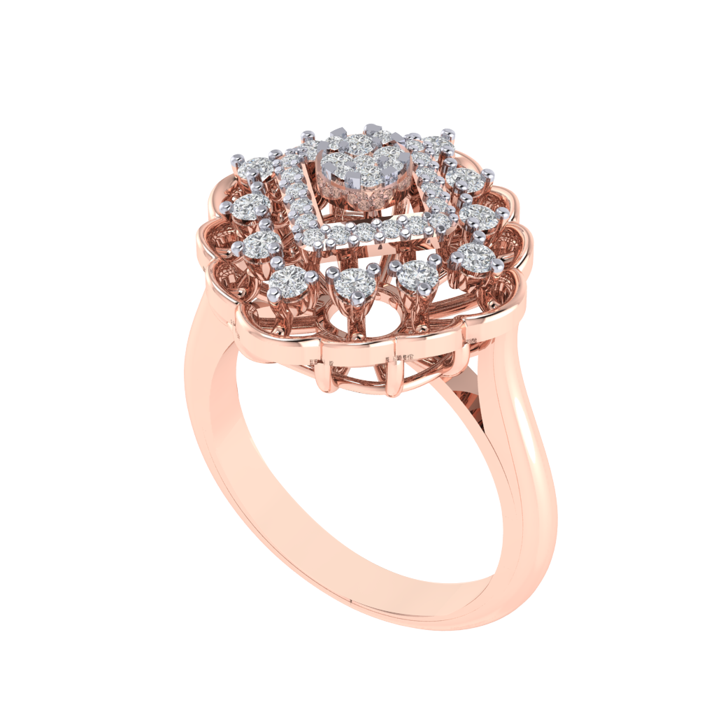 Diamtrendz 925 sterling silver rose gold plated cubic zirconia ring