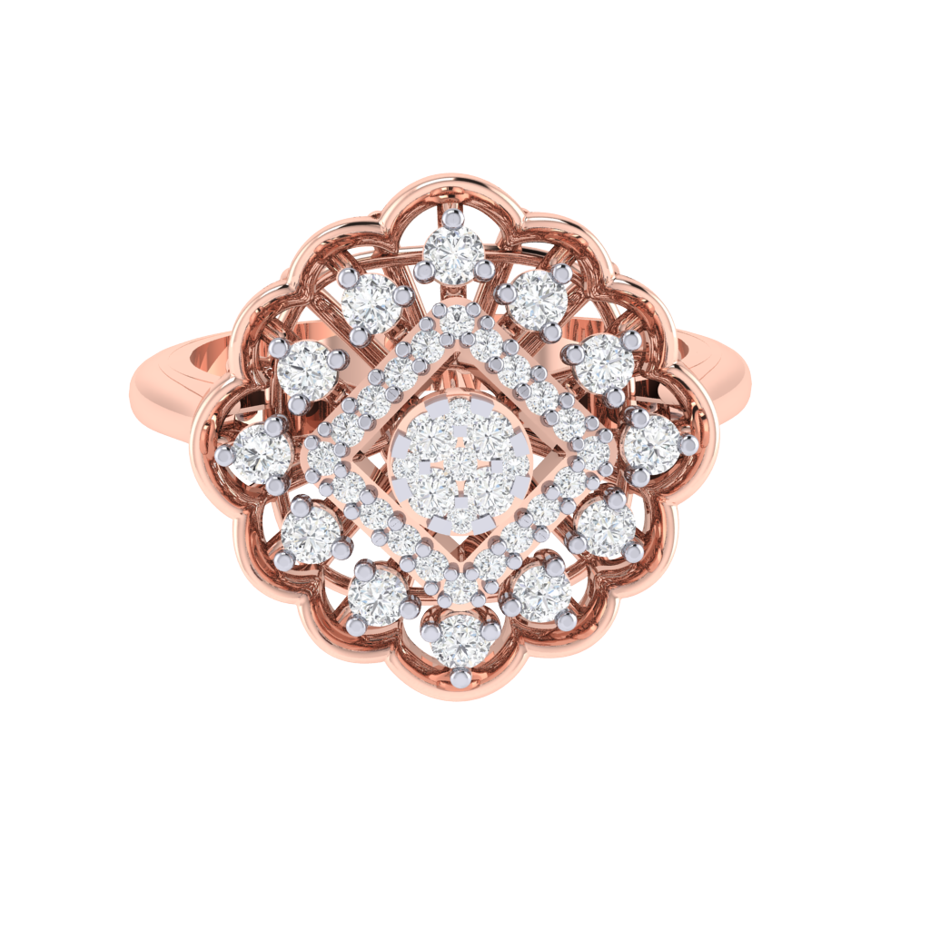 Diamtrendz 925 sterling silver rose gold plated cubic zirconia ring