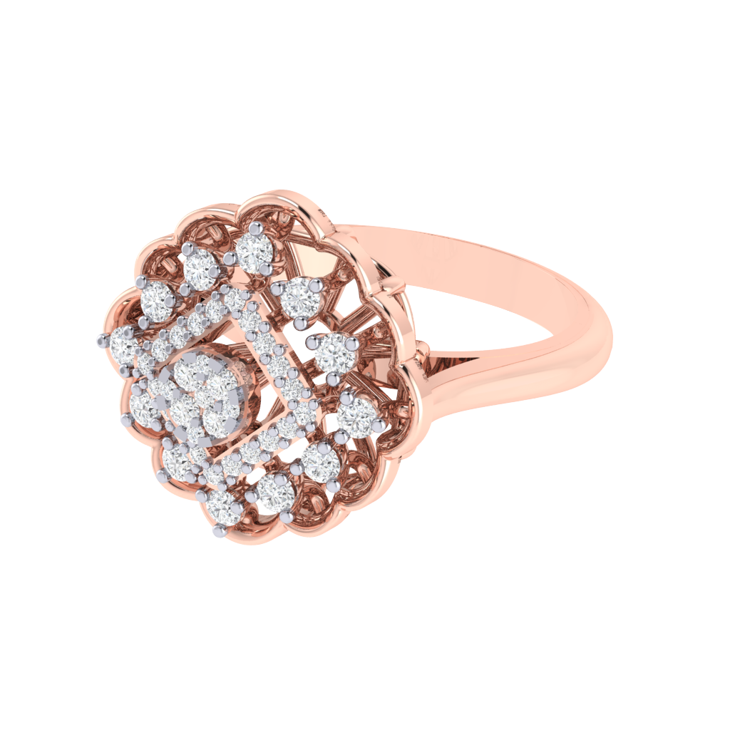 Diamtrendz 925 sterling silver rose gold plated cubic zirconia ring