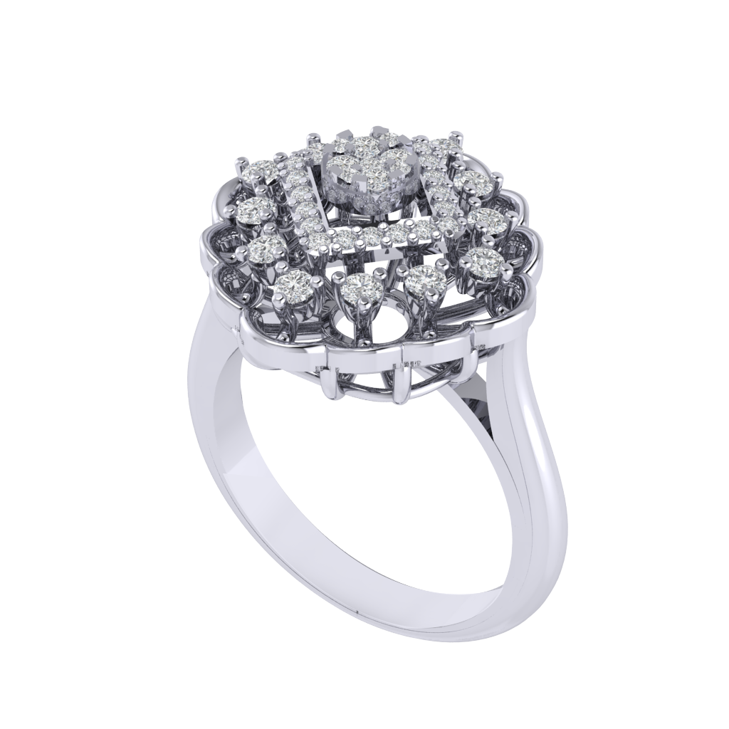 Diamtrendz 925 sterling silver white gold plated cubic zirconia ring