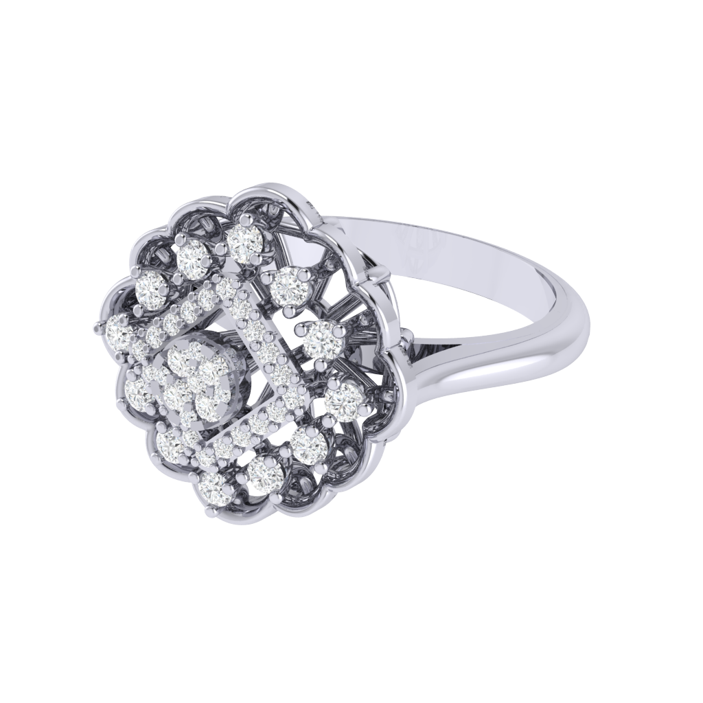 Diamtrendz 925 sterling silver white gold plated cubic zirconia ring