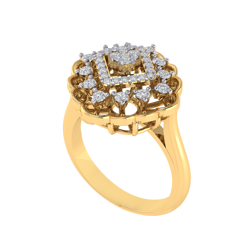 Diamtrendz 925 sterling silver yellow gold plated cubic zirconia ring