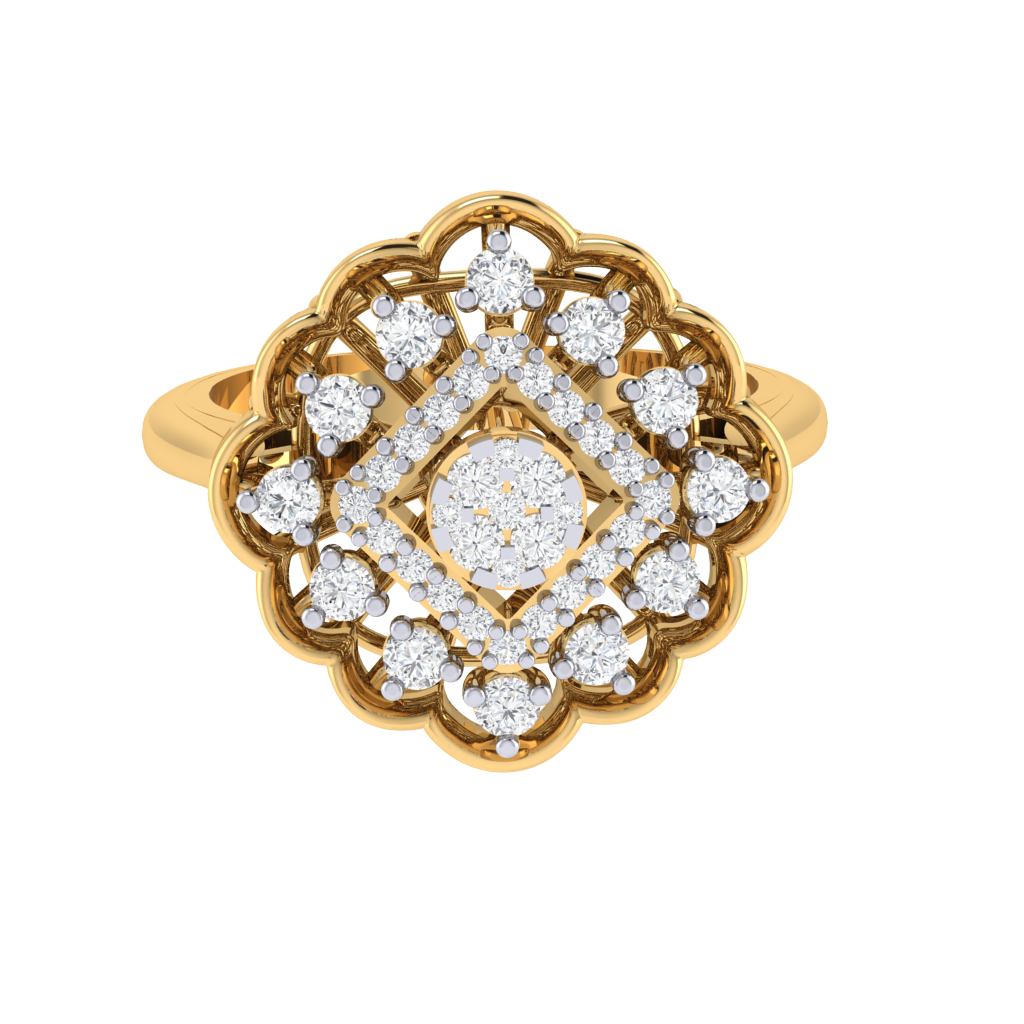 Diamtrendz 925 sterling silver yellow gold plated cubic zirconia ring