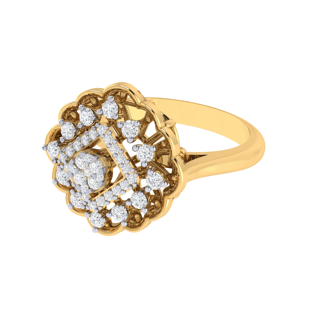 Diamtrendz 925 sterling silver yellow gold plated cubic zirconia ring