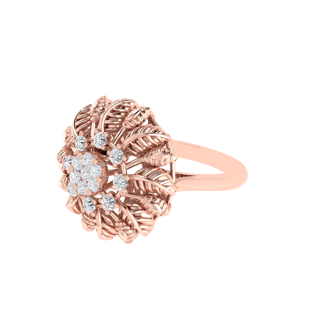 Diamtrendz 925 sterling silver rose gold plated cubic zirconia floral ring