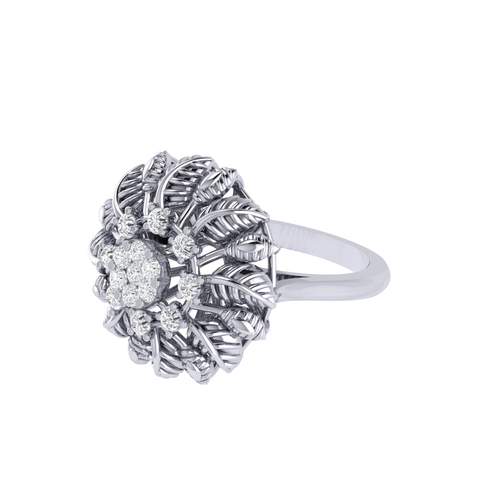Diamtrendz 925 sterling silver white gold plated cubic zirconia floral ring
