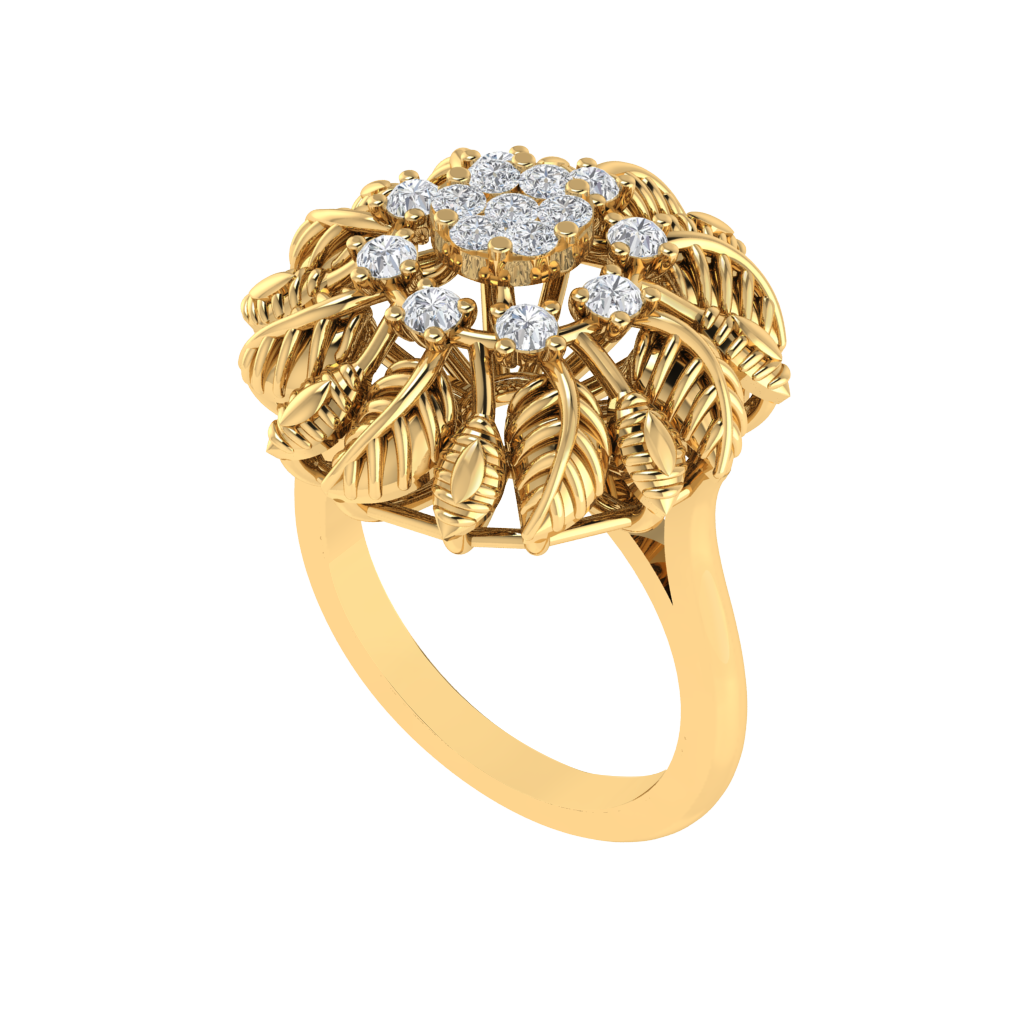 Diamtrendz 925 sterling silver yellow gold plated cubic zirconia floral ring