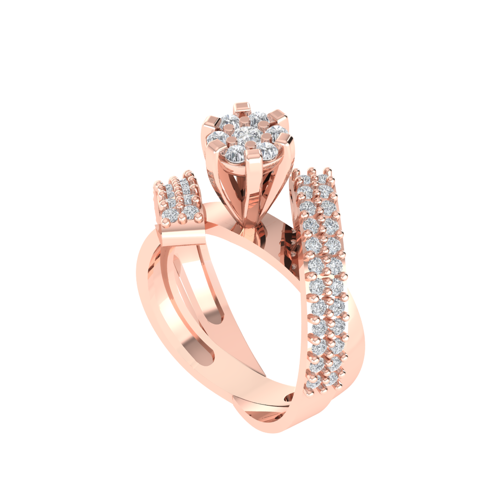 Diamtrendz 925 sterling silver rose gold plated cubic zirconia ring