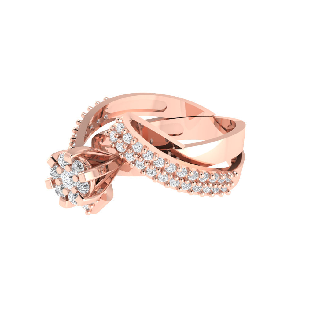Diamtrendz 925 sterling silver rose gold plated cubic zirconia ring