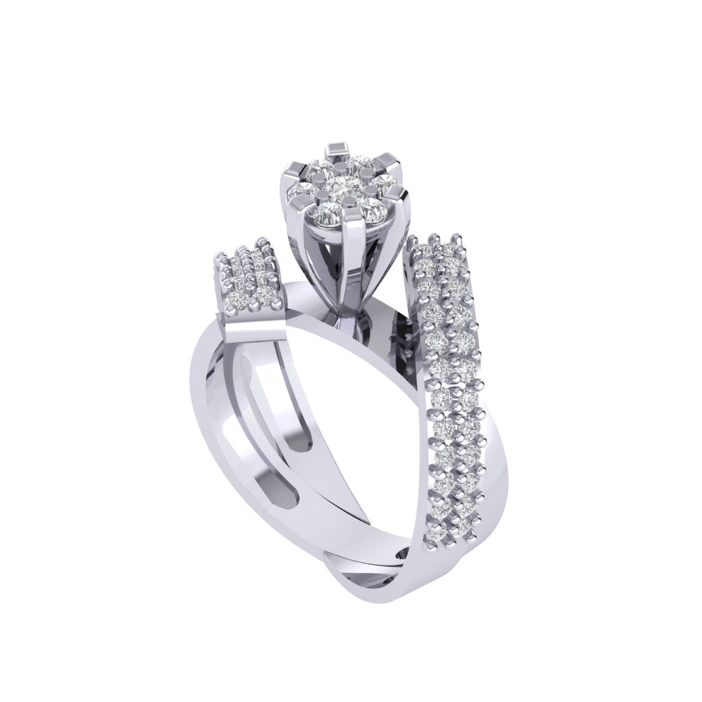 Diamtrendz 925 sterling silver white gold plated cubic zirconia ring