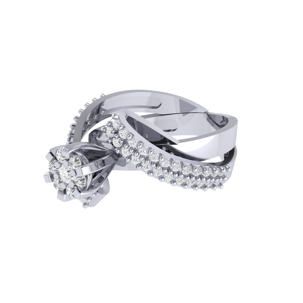 Diamtrendz 925 sterling silver white gold plated cubic zirconia ring