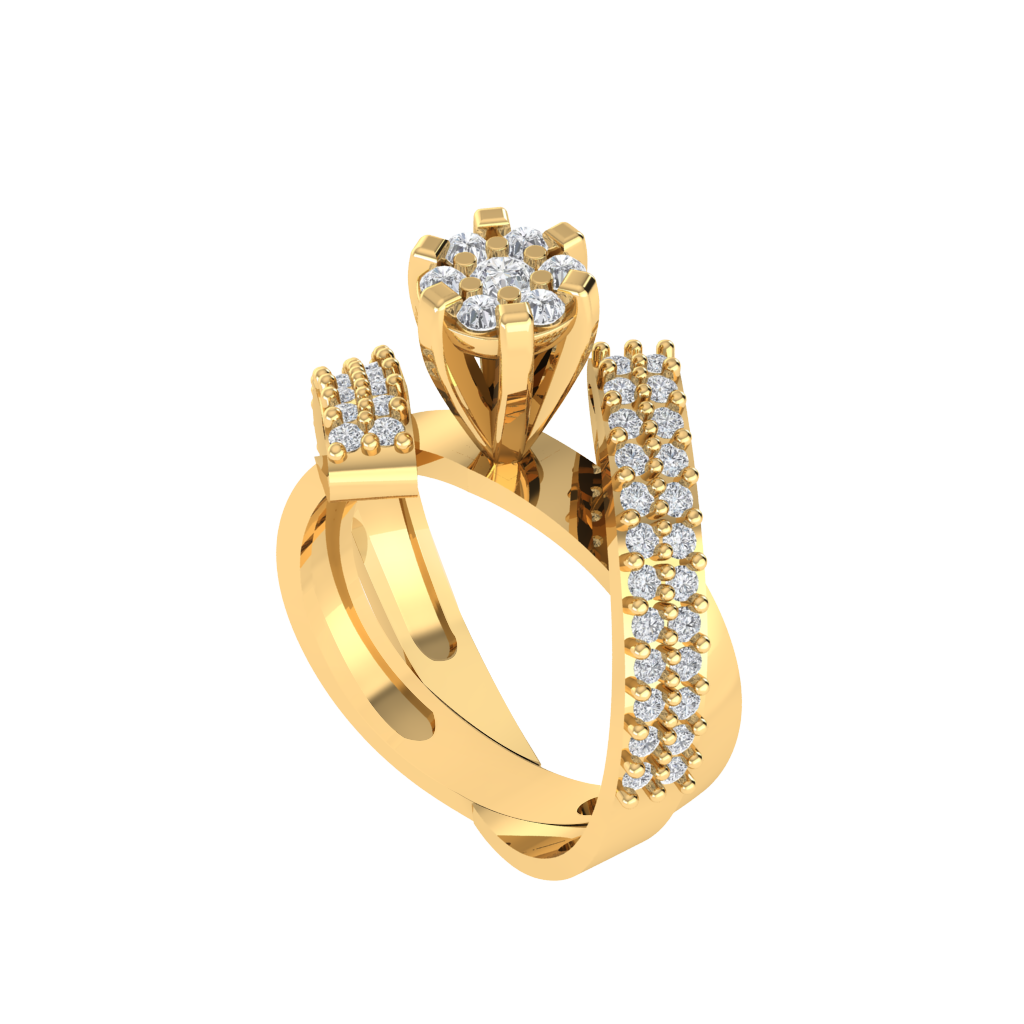 Diamtrendz 925 sterling silver yellow gold plated cubic zirconia ring